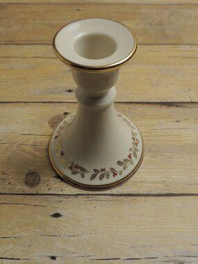 Lenox Eternal Christmas 4.5" Candlestick Holder Orphaned Ivory w/ gold trim